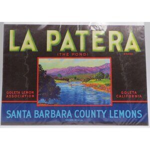 La Patera Santa Barbara County Lemons Fruit Crate Label Art California JHE304